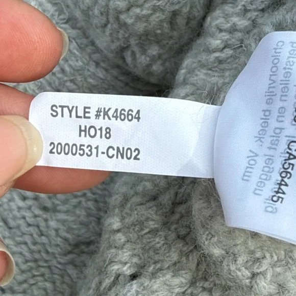 J.Crew Merino Wool Cable Knit Sequin Sweater Gray Medium Holiday K4664 - Picture 7 of 8